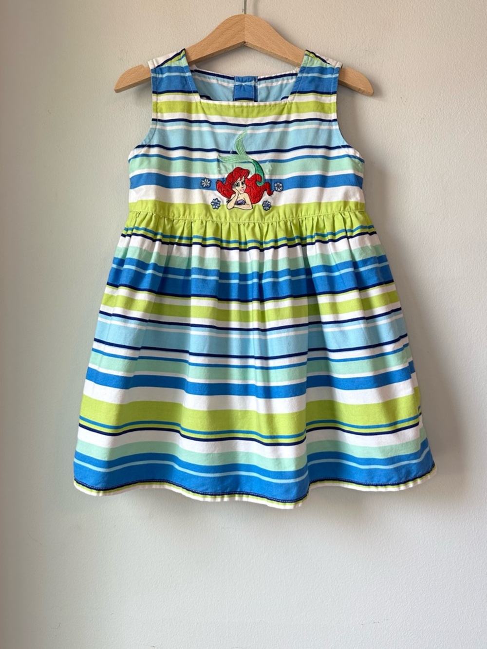 VTG Disney The Little Mermaid 90's Stripe Gathered Dress Size 4T